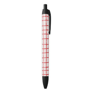 Rood Roze Check Patroon Vet en Stijlvol Zwarte Inkt Pen