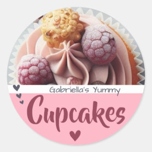 Rood Roze Cupcake Fotosjabloon Baking Label