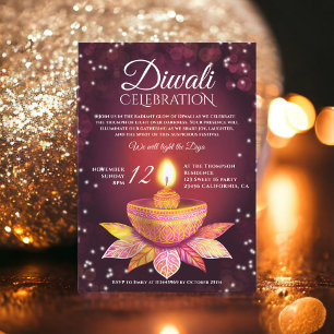 Rood roze Diwali Lampen licht illustratie script Kaart
