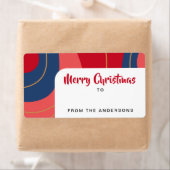 Rood roze donkerblauw retro tot Kerstmis van cadea Etiket (Insitu)