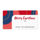 Rood roze donkerblauw retro tot Kerstmis van cadea Etiket (Voorkant)