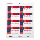 Rood roze donkerblauw retro tot Kerstmis van cadea Etiket (Full Sheet)