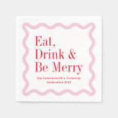 Rood Roze Eet Drink en Be Merry Wavy Square Servet (Voorkant)