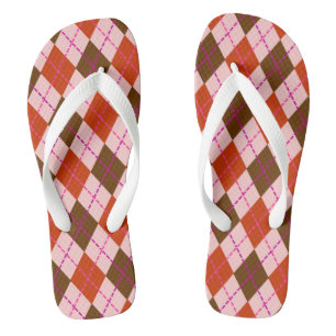 Rood Roze en Bruin Argyle Patroon Teenslippers