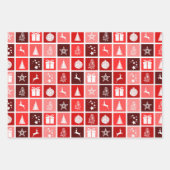 Rood, roze en bruin kerstcadeau inpakpapier vel (Voorkant)