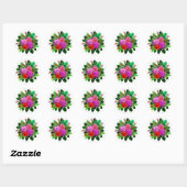 Rood, roze en Paars Roos Ronde Sticker (Vel)
