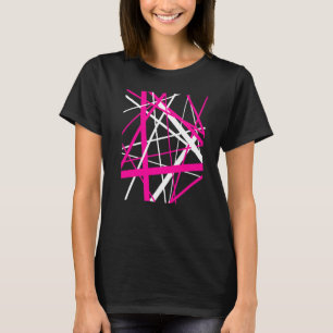 Rood roze en witte geometrische strips knippen uit t-shirt