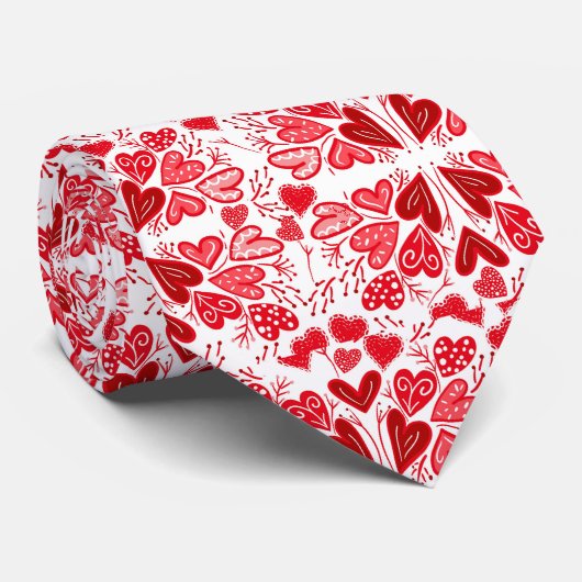 Rood, roze en witte harten Valentijn Stropdas (Opgerold)