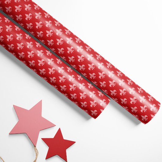 Rood & Roze Fleur-de-Lis Cadeaupapier