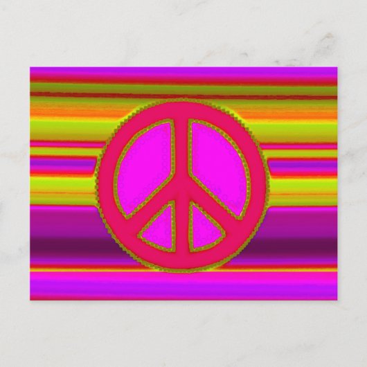 Rood roze fractal & vredesbord briefkaart (Voorkant)