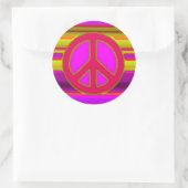 Rood roze fractal & vredesbord ronde sticker (Tas)