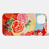 Rood Roze Geel Japans Kimono Bloemen Case-Mate iPhone Case (Achterkant (horizontaal))