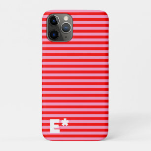ROOD ROZE GESTREEPT - HORIZONTAAL- initiaal op iPhone 11 Pro Hoesje