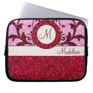 Rood roze glitter custom monogram sleeve