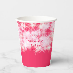 Rood roze glitter sprankeling Terug naar school le Papieren Bekers