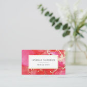 Rood roze goud waterverf visitekaartje (Staand voorkant)