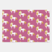 Rood Roze Goud Witte Eenhoorn Inpakpapier Vel (Voorkant 3)