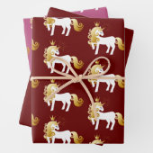Rood Roze Goud Witte Eenhoorn Inpakpapier Vel (In situ)