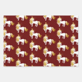 Rood Roze Goud Witte Eenhoorn Inpakpapier Vel (Voorkant)