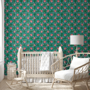 Rood Roze Groen Blauwgroen Chinees Lotuspatroon Behang