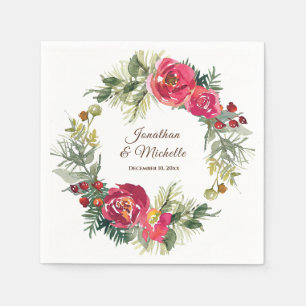 Rood Roze Groen Bloemen Kerstmis Krans Bruiloft Servet