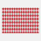 Rood Roze & Groen Kerst Argyle Inpakpapier Vel (Voorkant)