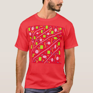 Rood roze groene kleine vierkantjes t-shirt
