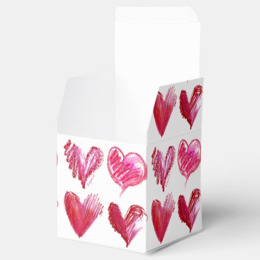 Rood roze hart 4 Papierdoos Bedankdoosjes (Geopend)