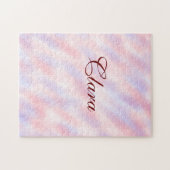 Rood roze kastanjebruin waterverf abstract voeg na legpuzzel (Horizontaal)