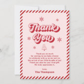 Rood Roze Kerst Baby shower Bedankkaart (Voorkant)