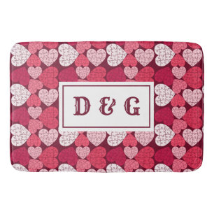 Rood & Roze Legpuzzel Hart Patroon Monogram Badmat