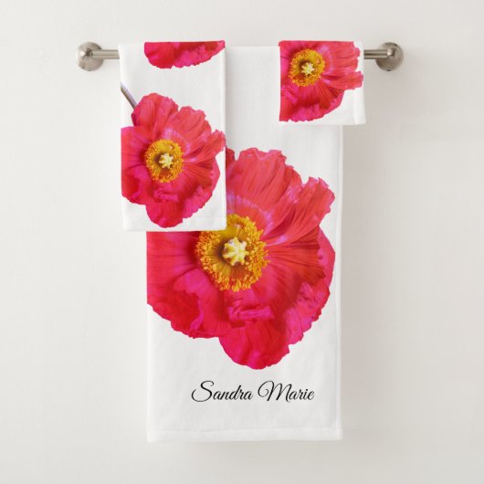 Rood roze mager papaver wit bad handdoek (Insitu)