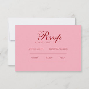 Rood roze Minimalistisch Elegant RSVP & QR Websi Kaartje
