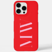 Rood Roze Modern Minimalistisch Initiaal Monogram Case-Mate iPhone Case (Achterkant)