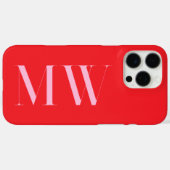 Rood Roze Modern Minimalistisch Initiaal Monogram Case-Mate iPhone Case (Achterkant (horizontaal))