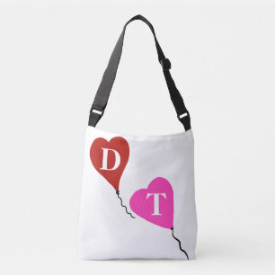 Rood roze monogram harten crossbody tas