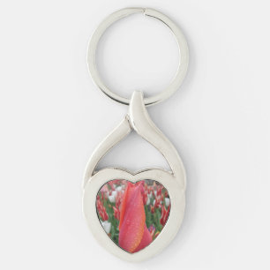 Rood/roze/Oranje Tulp ventilatorhartkeyketen Sleutelhanger