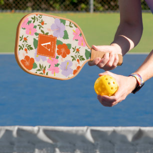 Rood Roze Paarse Hibiscus Tropisch Bloempatroon Pickleball Paddle