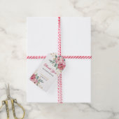 Rood Roze Pioen Goud Bladgroen Verjaardag Bedankt Cadeaulabel (Met Touw)