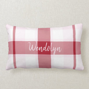 Rood Roze Plaid Meisje Gooi Lumbar Kussen