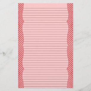 Rood & Roze Polka Dot Stationery - optionele lijne Briefpapier
