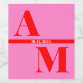 Rood roze retrogebouderde typografie bruiloft wijn etiket (Enkel label)
