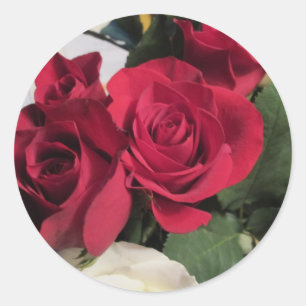 Rood roze ronde stickers Enveloppen met Rozen