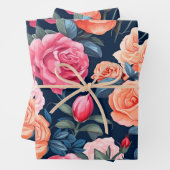 Rood Roze Sinaasappel Rozen Patroon Chiffon Inpakpapier Vel (In situ)