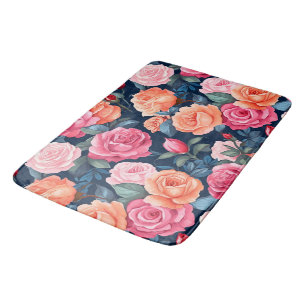 Rood Roze Sinaasappel Rozen Patroon Design Badmat