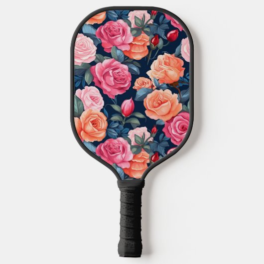 Rood Roze Sinaasappel Rozen Patroon Design Pickleball Paddle (Achterkant)