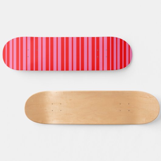 Rood Roze Stijlvolle Strepen Patroon Ontwerp Skateboard (Horizontaal)