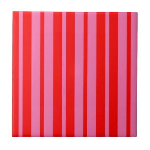 Rood Roze Stijlvolle Strepen Patroon Ontwerp Tegeltje