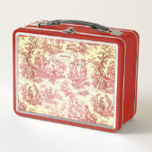  rood roze Toile de Jouy bedrukt (Voorkant)