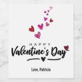 Rood roze Valentijnsdag script gekrikt hart Wijn Etiket (Enkel label)